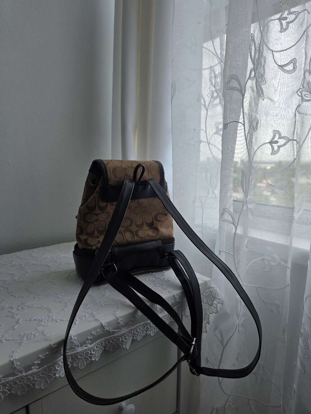 Brown C Signature Drawstring Backpack - Picture 4 of 7
